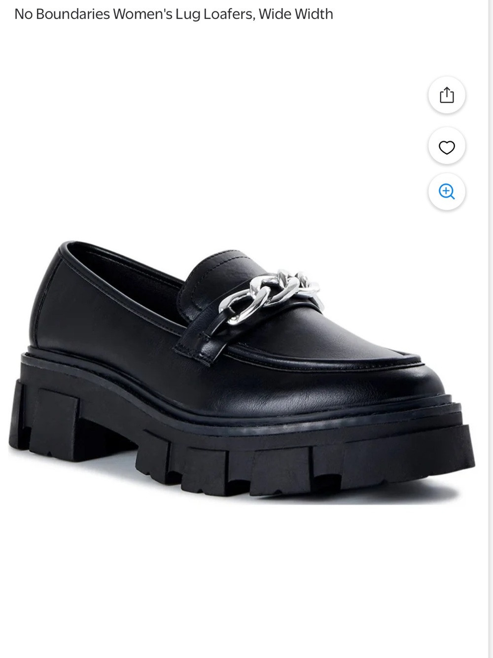 No Boundaries Black Lug-Chain Platform Loafers